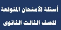 الأسئلة المتوقعة في اللغة العربية للصف الثالث الثانوي 2021