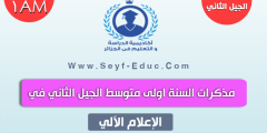 مذكرات الاعلام الالي للسنة الاولى متوسط الجيل الثاني