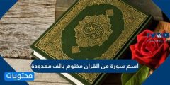 اسم سورة من القران مختومه بألف ممدوده